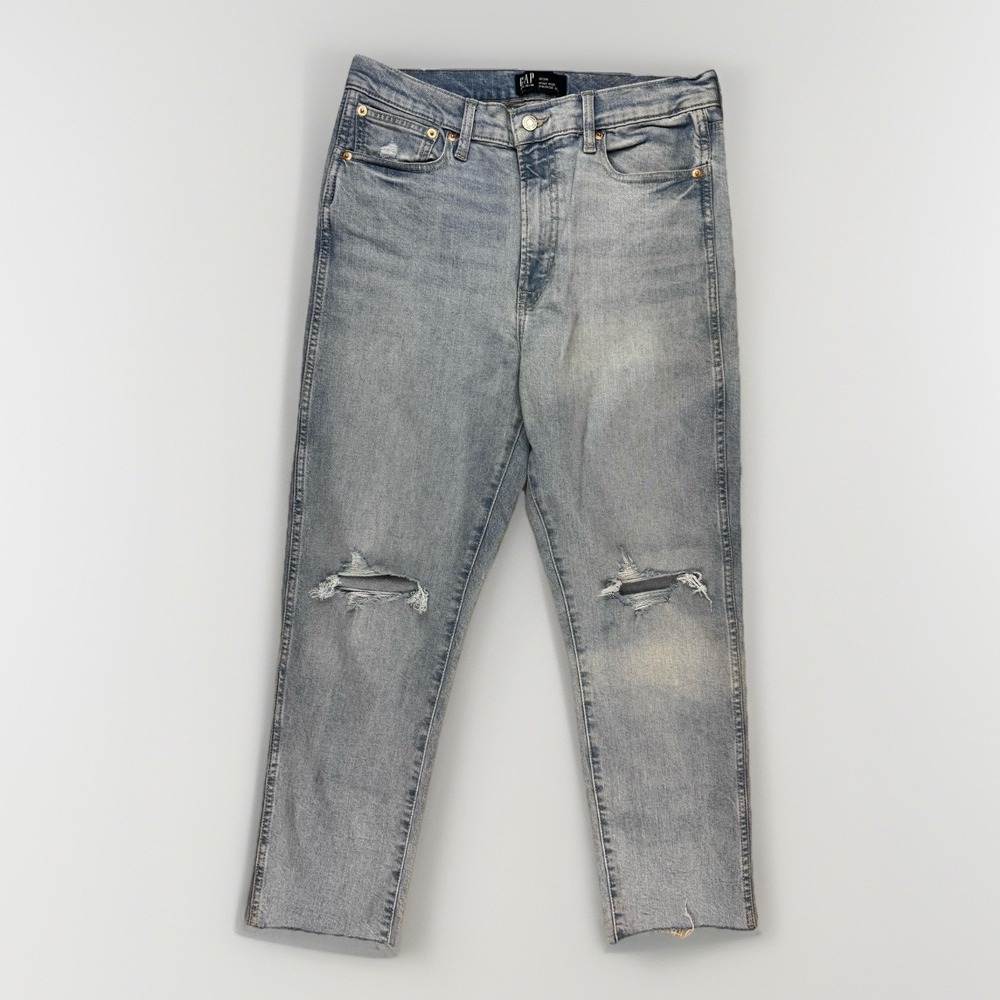 GAP Women's High Rise‎ Vintage Slim Jeans 12/31 Blue Denim Raw Hem Distressed